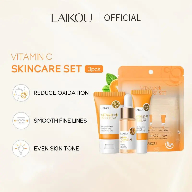 Vitamin C Comfort Skin Care Kit, Including Serum & Eye Cream & Face Cream, Hydrating Nourishing Skincare Kit for Women & Men, Summer Gift Moisturize, Hydrating Set
