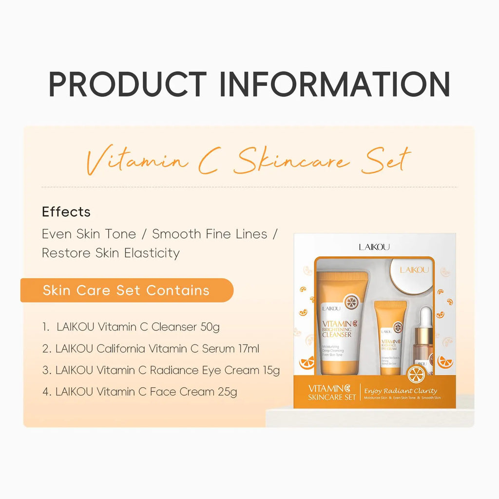 Vitamin C Comfort Skin Care Kit, Including Serum & Eye Cream & Face Cream, Hydrating Nourishing Skincare Kit for Women & Men, Summer Gift Moisturize, Hydrating Set