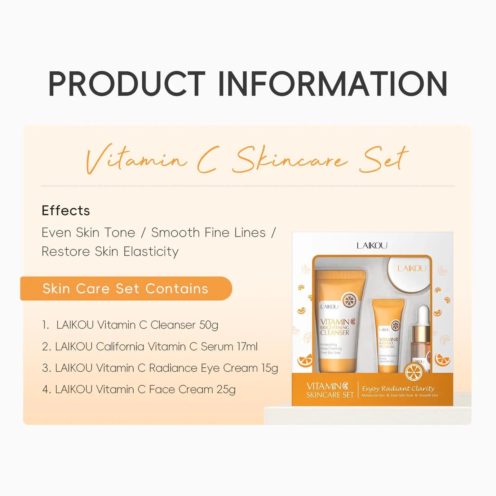 Vitamin C Comfort Skin Care Kit, Including Serum & Eye Cream & Face Cream, Hydrating Nourishing Skincare Kit for Women & Men, Summer Gift Moisturize, Hydrating Set