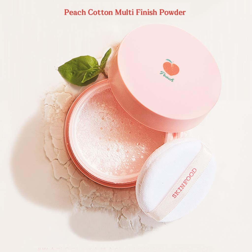 SKINFOOD Peach Cotton Multi Finish Powder 15G - Extract & Calamin Contained Sebum Control Silky Powder for Oily Skin, Stocking Stuffers, Sweet Peach Scent with Baby Skin