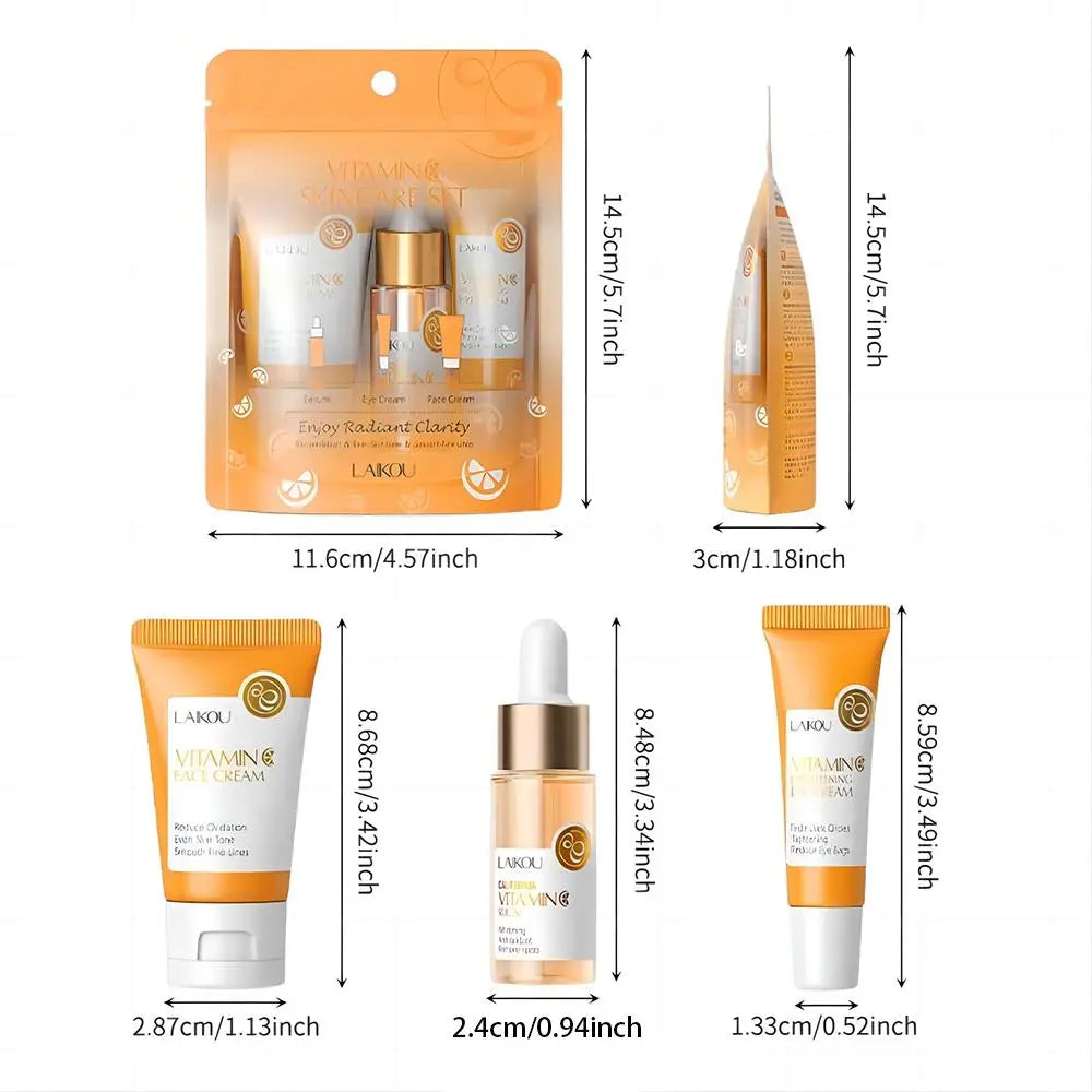 Vitamin C Comfort Skin Care Kit, Including Serum & Eye Cream & Face Cream, Hydrating Nourishing Skincare Kit for Women & Men, Summer Gift Moisturize, Hydrating Set