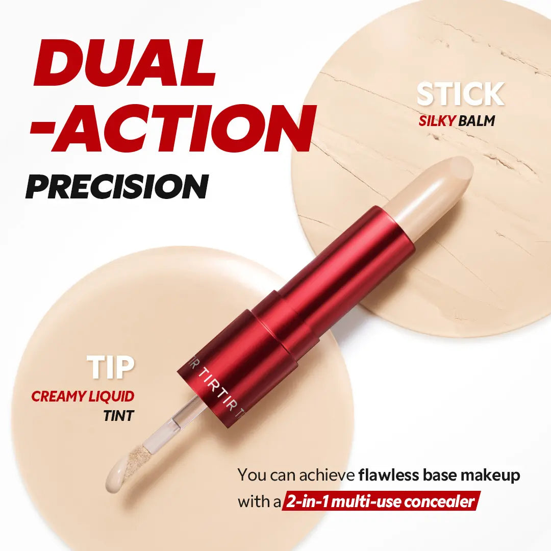 [TIRTIR Official] Glide & Hide Dual Concealer and Foundation 2-In-1 Stick L Lightweight Coverage, Flawless Makeup Cosmetic Foundation Stick