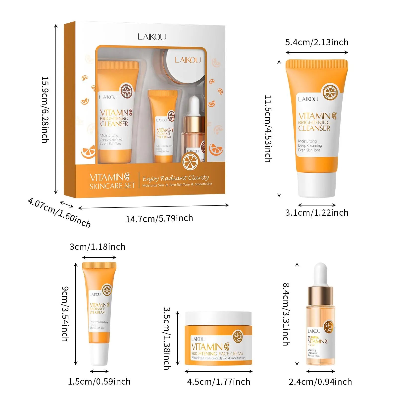 Vitamin C Comfort Skin Care Kit, Including Serum & Eye Cream & Face Cream, Hydrating Nourishing Skincare Kit for Women & Men, Summer Gift Moisturize, Hydrating Set