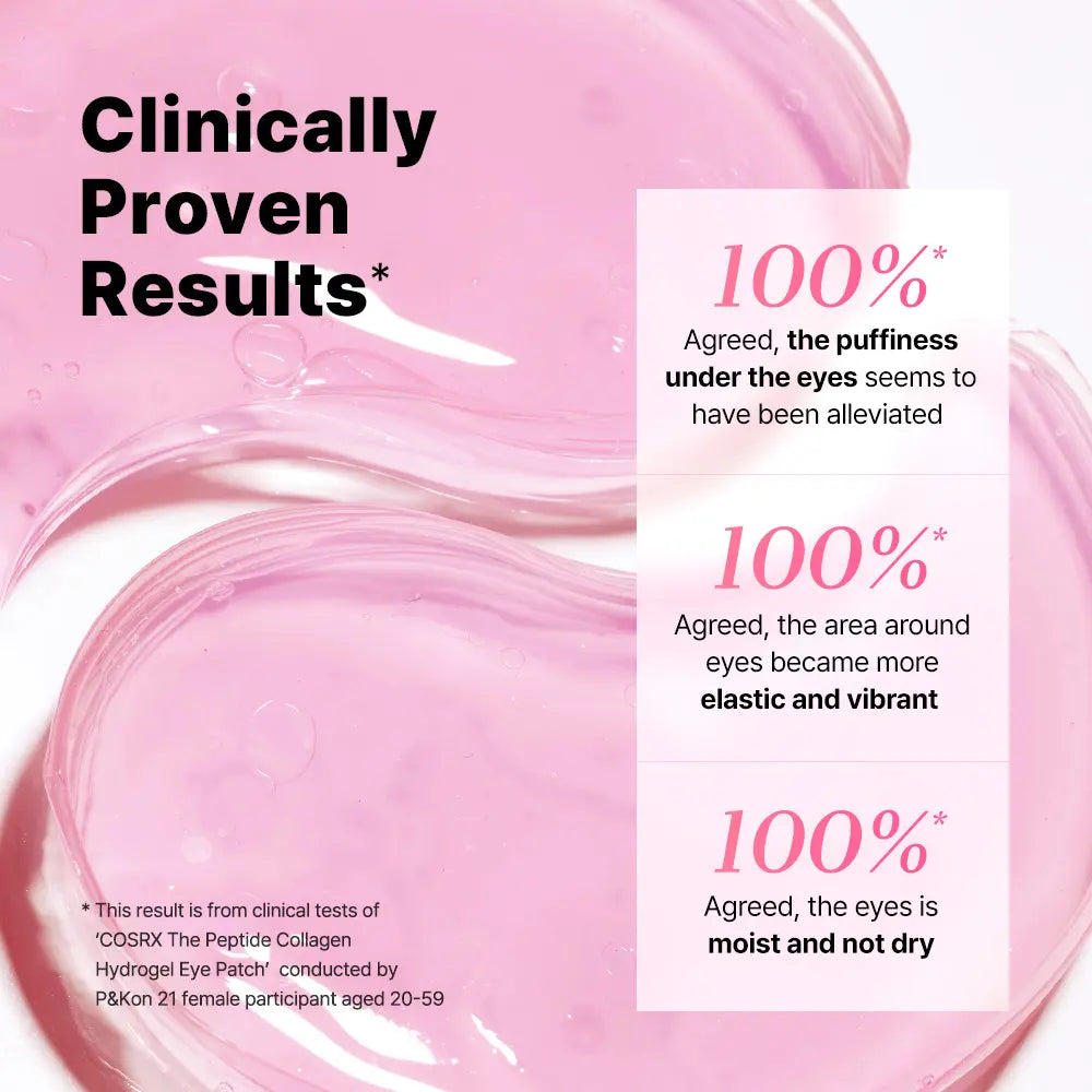 [COSRX Official] the Peptide Collagen Hydrogel Eye Patch 60 Patches Reduce Puffiness Hydrate Under-Eye Bags in 10 Minutes