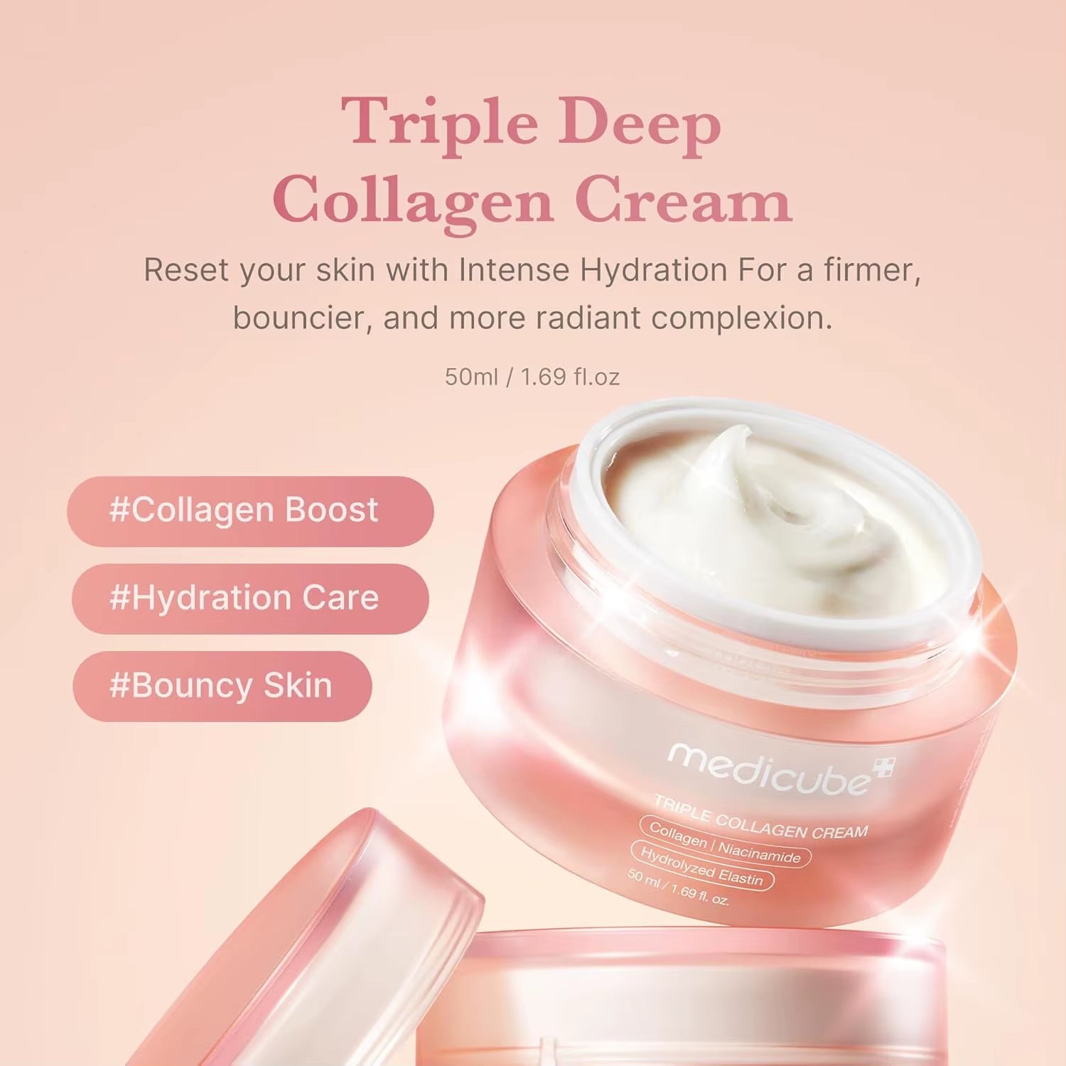 Medicube Triple Collagen Cream Hydrating Firming Moisturizer with Shea Butter Wrinkle Care Boosts Elasticity Korean Skincare