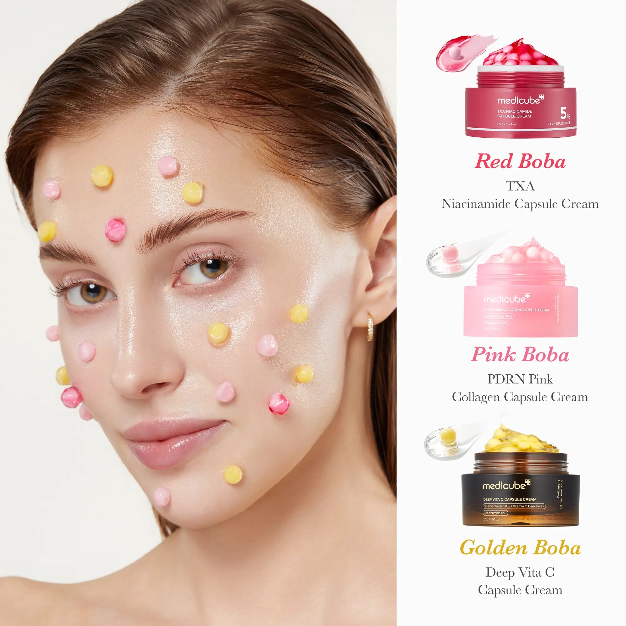[Medicube] Mix & Match Boba Cream Set | Tiktok Viral Capsule Creams for Uneven Skin Tone, Glow Hydration, Korean Skincare, K-Beauty
