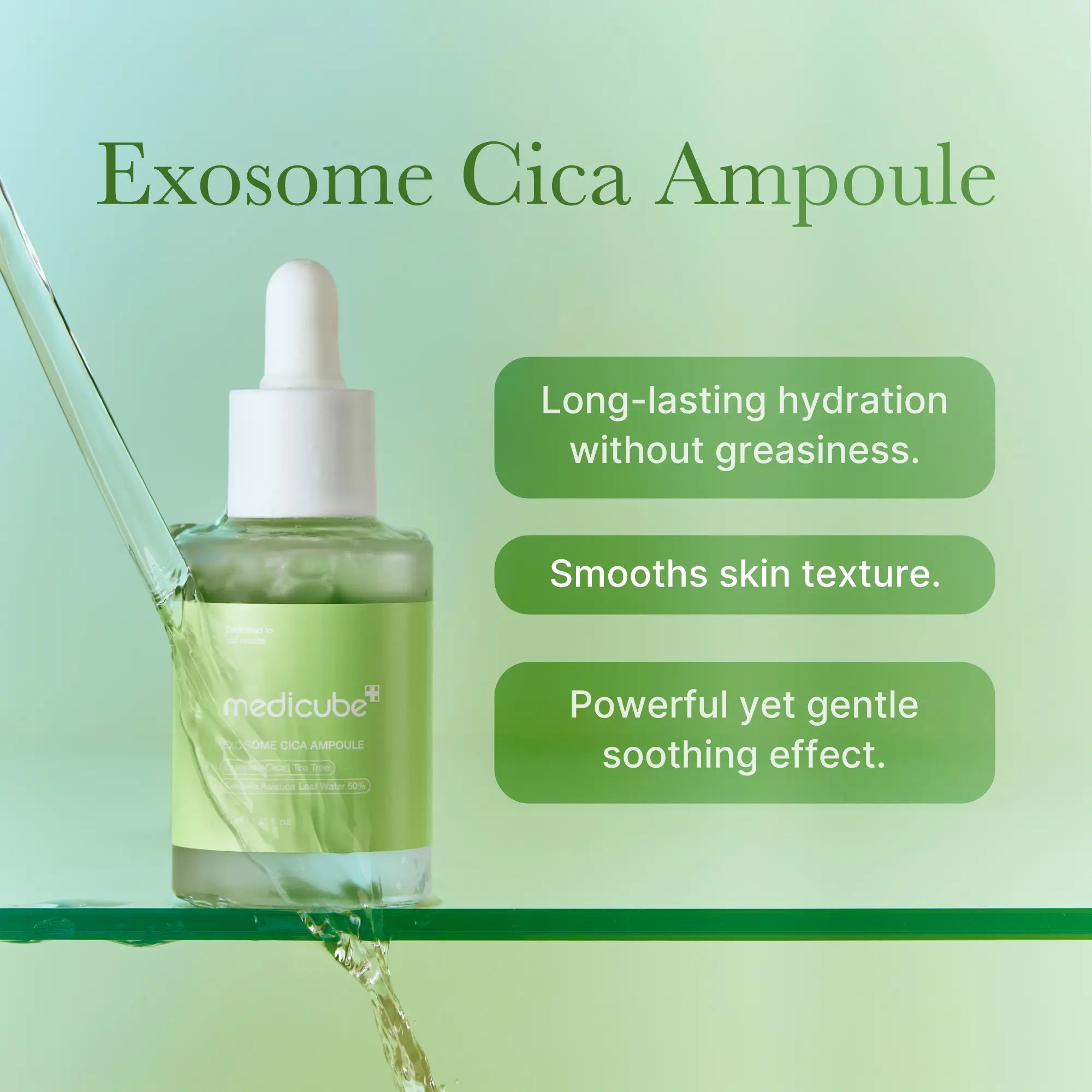 [Medicube] Exosome Cica Tea Tree Calming Ampoule for All Skin Type | Skin Texture, Low-Irritating, Moisturizing & Soothing Serum | Korean Skincare | 30Ml