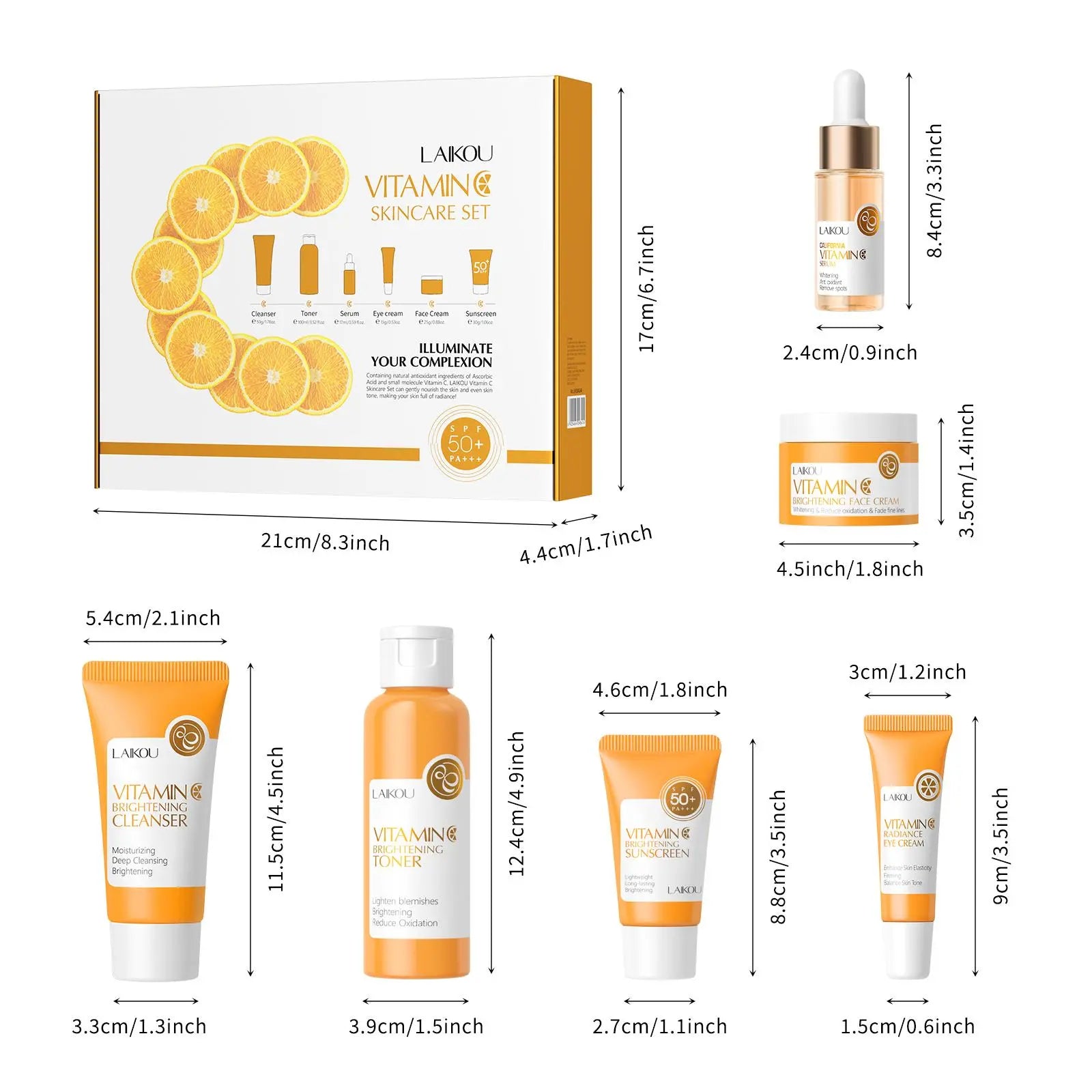 Vitamin C Comfort Skin Care Kit, Including Serum & Eye Cream & Face Cream, Hydrating Nourishing Skincare Kit for Women & Men, Summer Gift Moisturize, Hydrating Set